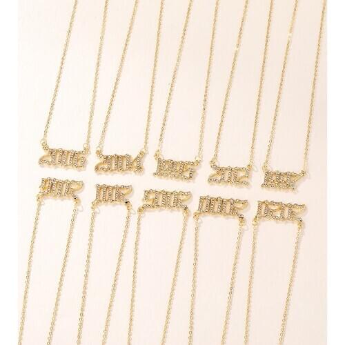 Lost Lady Stylish Zircon Birthday Year Number Pendant Necklace for Women Chain Chokers Necklace Wholesale Jewelry Dropshipping