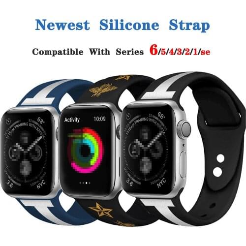Newest Strap For Correa Apple Watch 42mm 38mm iwatch Band 44mm 40mm Silicone Bracelet For Apple Watch Series 6 5 4 3 Accessories