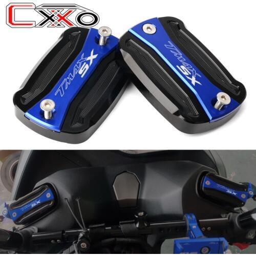 With logo SX For Yamaha T-Max 530 SX DX 2012-2018 2019 TMAX 530 500 Motorcycle CNC Front Brake Fluid Reservoir Cap Cover