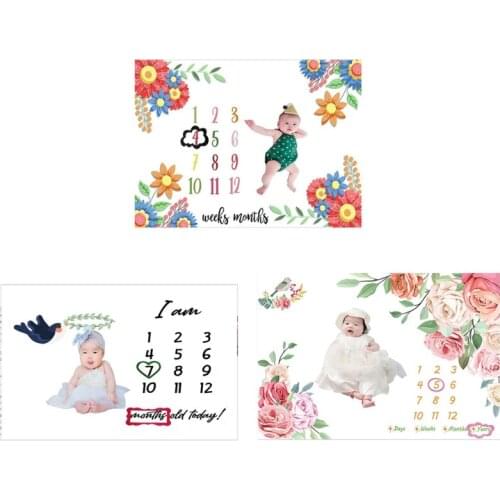 Cartoon Pattern Infant Baby Milestone Photo Props Background Blankets Backdrop Cloth Calendar Boys Girls Photo Accessories