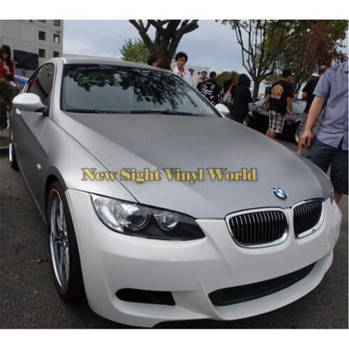 Silver Metallic Brushed Vinyl Wrapping Film Car Body Wrap Decal Bubble Free Air Bubble Free