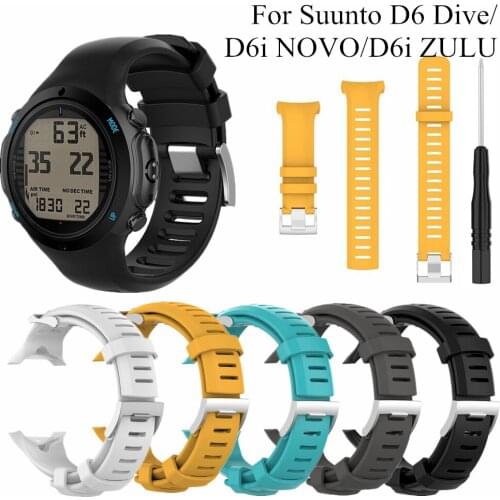 Silicone Sports Watch Strap for SUUNTO D6 Dive / D6i NOVO / ZULU Smart Watch Band Soft Adjustable Wristband SUUNTO D6i Accessory