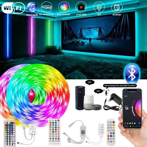 PIRTSDEL LED Light Strips Bluetooth WIFI Controller Flexible RGB 5050 Decoration BackLight Lamp Night Light String For Bedroom