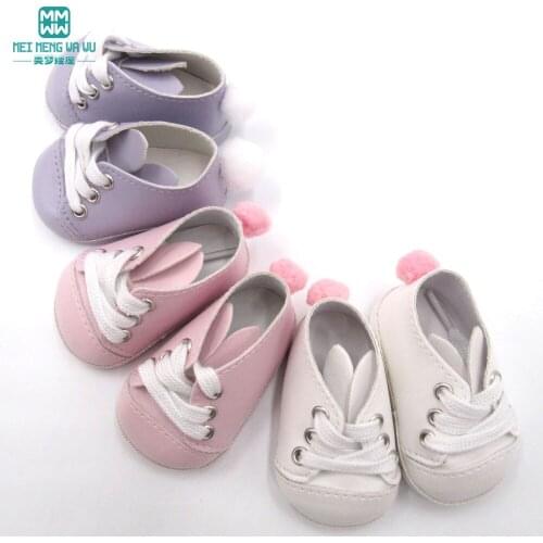 Doll shoes for 43 cm new born doll accessories and American doll White glossy bow leather shoes