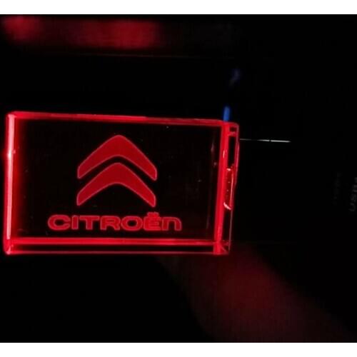 Custom Logo Car Citreon Logo crystal + metal USB flash drive pendrive 4GB 8GB 16GB 32GB 64GB 128GB External Storage memory Drive
