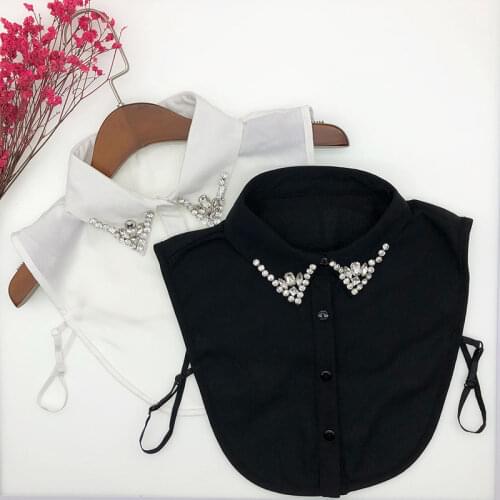 Women Handmade Shirt Fake Collar Blouse Tops Sweater Detachable Collars Female White Black False Collar Necklace Nep Kraagie