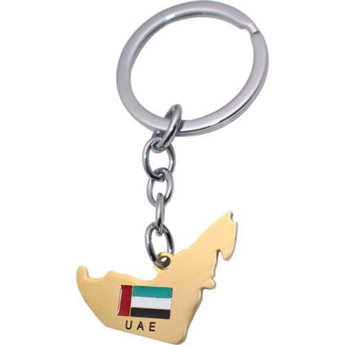Zkd United Arab Emirates map UAE flag stainless steel Key Chains key ring