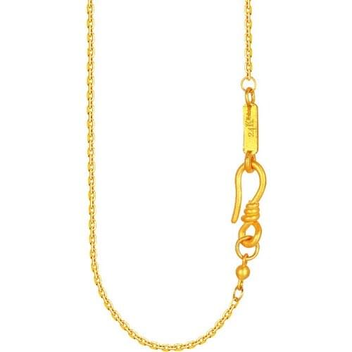 1PCS Pure 24K Yellow Gold Necklace Chain 999 Gold Handmade O Link Chain Necklace