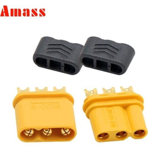 10Pairs Amass MR30 Plug Male and Female 2mm golden Plated Bullet Connectors with Lock Protective Sleeve for Controller/Motor