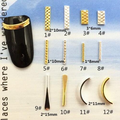 10pcs/bag Japan Korea 3D Nail Art Decoration Metal Rectangle Punk Styles DIY Charm Nail Styling Tools