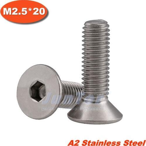 100pcs/lot DIN7991 M2.5*20 Stainless Steel A2 Flat Socket Head Cap Screw