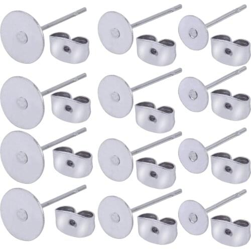 150pcs 3 Sizes Flat Pad Blank Earring Pin Stud Glue on Earring Posts with 150pcs Butterfly Earring Backs for DIY Earring Jewelry