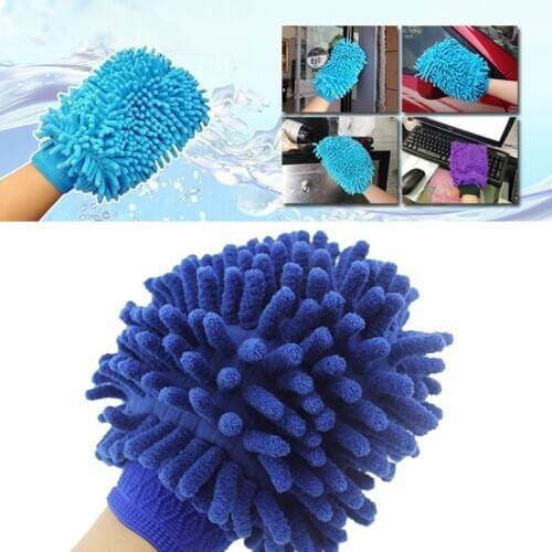 2 in 1 Ultrafine Fiber Chenille Car Wash Glove Soft Mesh backing no scratch for Car Wash and Cleaning