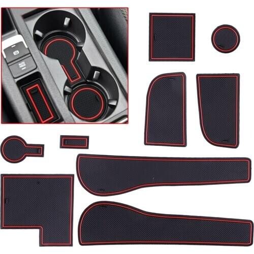 9Pcs Gate Slot Mat Non-slip Cup Holder Pad Mat Car Rubber Fit for VW Golf 7 MK VII R GTI 2013 2014 2015 2016 2017 2018 2019