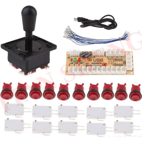 DIY Arcade Buttons and Joystick for Raspberry Pi,HAPP Style Arcade Controller Kit Including Zero Delay USB Encoder Board