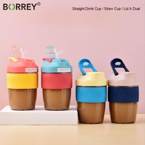 BORREY Double Mouth Water Bottle BPA Free Sport Drinking Water Bottle 400ML/600ML Outdoor Cup office Drinking Glass Drinkware