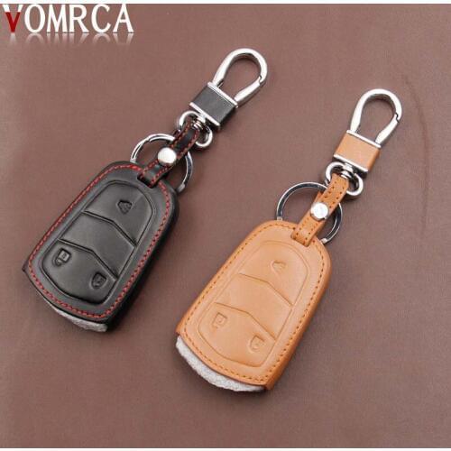 Car key case cover for the Cadillac XTS ATS dreamcar SRS CTS Escalade ATS - L Genuine Leather 3 buttons key protective cover rem