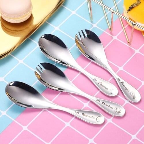 Baby Gadgets Tableware Set Children Utensil Stainless Steel Toddler Dinnerware Cutlery Fruit Infant Food Feeding Spoon Fork