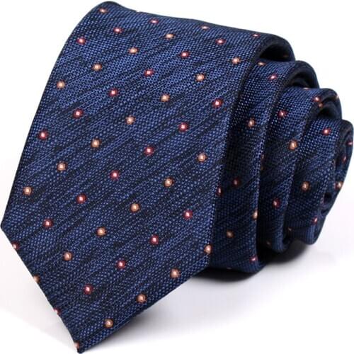 2021New High Quality 7CM Navy Blue Tie For Men Fashion Formal Business Suit Necktie With Gift Box