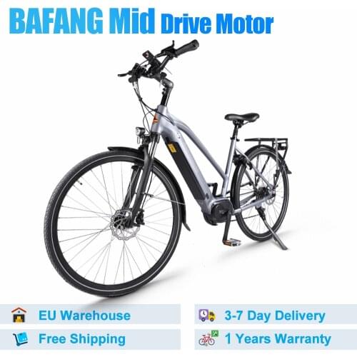 28 Inch City Electric Bicycle Women Men 7 Speed Urban eBike 36V 250W Bafang Torque Mid Motor Electric Bike With 14.5Ah Battery