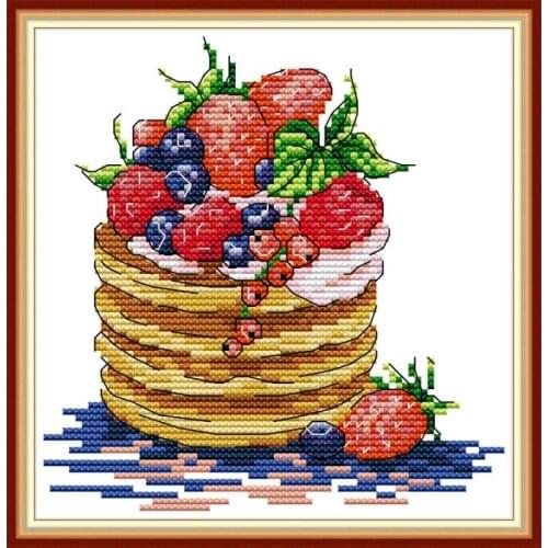 Joy Sunday Dessert Pattern Counted Cross Stitch Kit DMC 11CTprinted Canvas Cross Stitch Embroidery Set Home Decor Threads Crafts