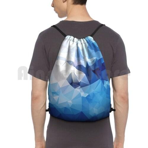 Cool Geometrical Prints Backpack Drawstring Bag Riding Climbing Gym Bag Cool Geometric Latest Modern Lovely Blue Designer