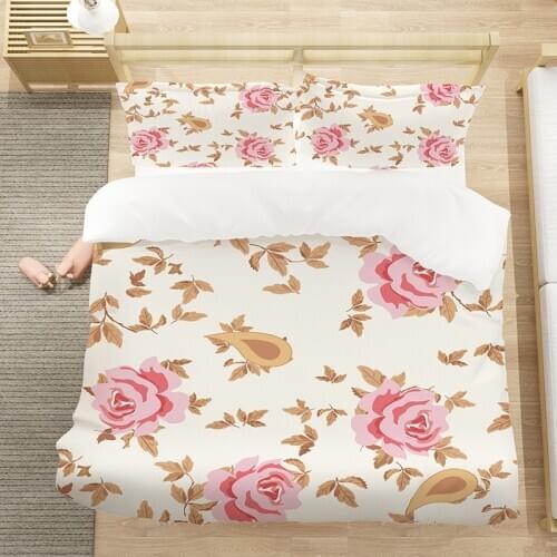 3D Rose Quilt Cover Sets Custom Design White Comforther Cases Pillow Sham King Queen Single Twin Size Flower Beddings