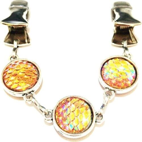 Round Mermaid Scales Cardigan Clip Sweater Jewelry Brooch For Women Clasp Shawl Mittens Guard Clips