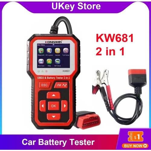 Lastest KONNWEI KW681 6V-12V Car Battery Tester 2 in 1 Auto Car Diagnostic Tool Car Fault Diagnosis Instrument Battery Analyzer