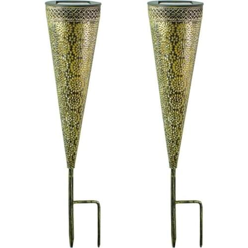 Hot High Quality Sturdy Garden LED Solar Hollow Cone-shaped Ground Plug Lights Outdoor Lighting Garden Lawn Landscape Light