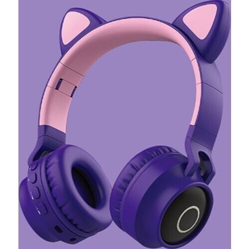 Cat Ear Earphone Headset Heavy Bass Breathing Lamp Wireless Bluetooth Earphone Headset Telescopic Arm Computer Game Headsets