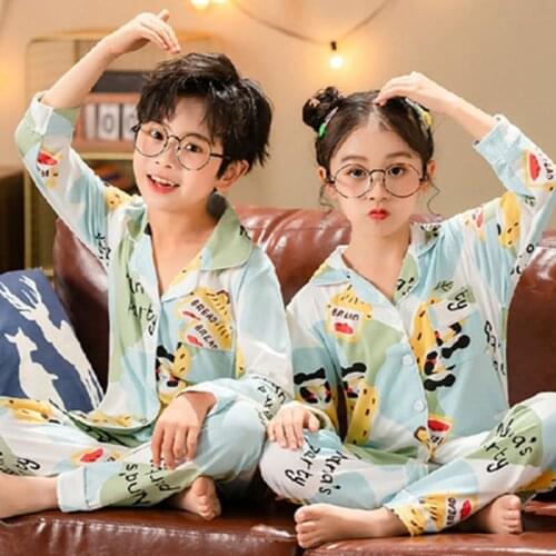 New Spring Autumn Children Pajama Set Cartoon Kids Nightwear Pijama Boys Cute Girl Homewear Cardigan Students Clothes Wholesale