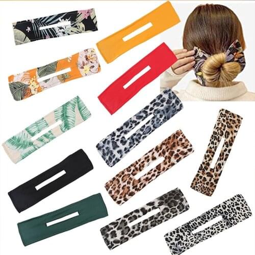New Women Elegant Solid Print Bun Maruko DIY Hairstyle Making Hold Long Tools Bow Headband Hairbands Fashion Hair Accessories