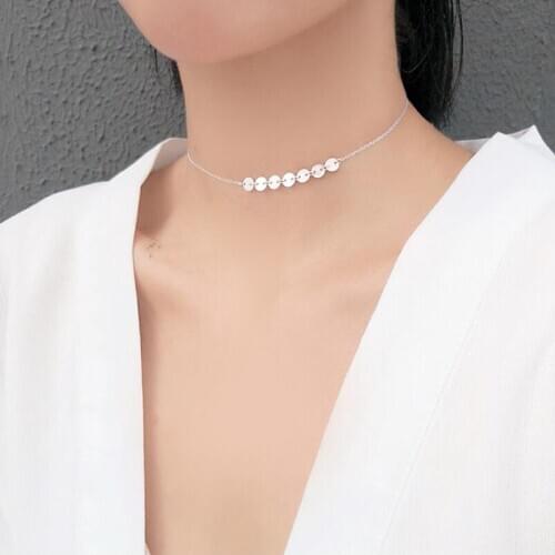 Choker Necklace little Leaves Coin Chain with O chain Extended Adjusted silver color gold color plated for women girls gift at