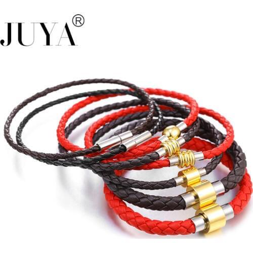 JUYA Woven Bracelet 1 Piece Couple Bracelet Magnetic Clasp For Men Women Braided Leather Steel Leather Rope Unisex
