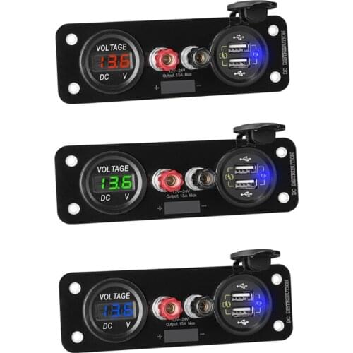 Sturdy 12V Dual Quick Charge 3.0 USB Charger with Voltmeter for Car SUV Motorcycle RV Abrasion-resistant 95AF