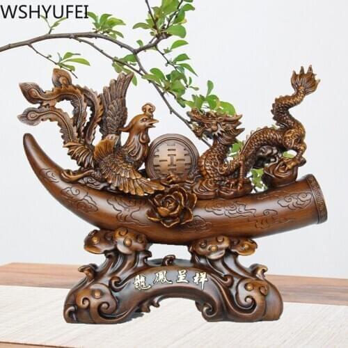 Family feng shui ornaments dragon Statue Sculpture Resin Crafts lucky town house home Decor Office Retro decoration Accessories