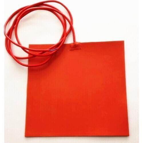 300*300*1.5mm 250C Silicone 3D Printer Heat Bed 220v 825w Flexible Silicone Rubber Heater adhesive 1 face 1000mm lead wire 1side