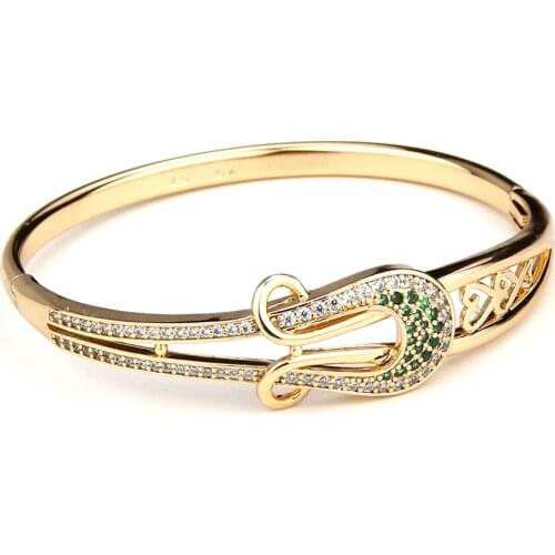 Sunspicems Fashion Zircon Bracelet For Women Gold Color Crystal Morocco Copper Bangle Arab Wedding Jewelry Bride Bijoux Gift