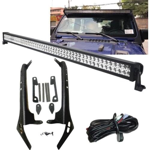For Jeep Wrangler JL 52Inch Led work Light Bar With Windshield Upper Mounting Brackets Steel for Jeep JL Accessories 2018