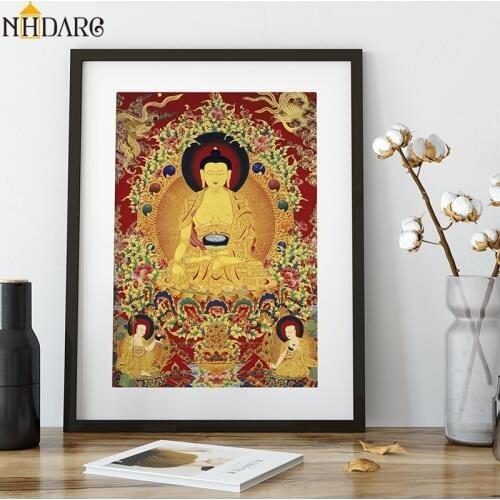 Thangka Unique Buddhism Traditional Realistic Painting HD Arts Copy Canvas Painting Poster Wall Picture Home Decor Living Room