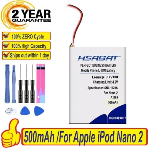 Top Brand 100% New 500mAh 616-0283 616-0287 Battery for Apple iPod Nano 2nd Generation 2 Gen Nano 2 2G 4GB A1199 Nano2 Batteries