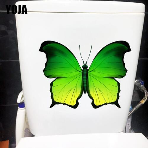 YOJA 23.8X17.5CM Beautiful Green Butterfly Kids Room Decor Creative Bathroom Toilet Decal Wall Sticker T1-2175