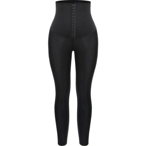 Women High Waist Neoprene Slimming Leggings Waist Trainer Sauna Sweat Tummy Control Workout Pants Fitness Shapewear With Hooks