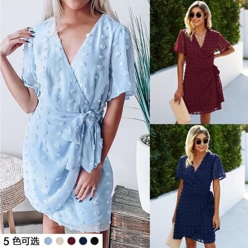Women Summer dress 2021 new little v-neck wrapped in bandages women mini dresses vestido de mujer ONYLQ211S3190