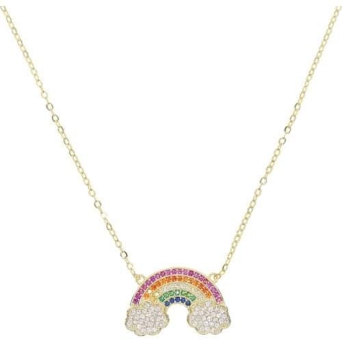 2019 NEW arrival Necklace colorful zirconia Rainbow Cloud Pendant Necklace BFF Friendship Jewelry Gift For Women Collares