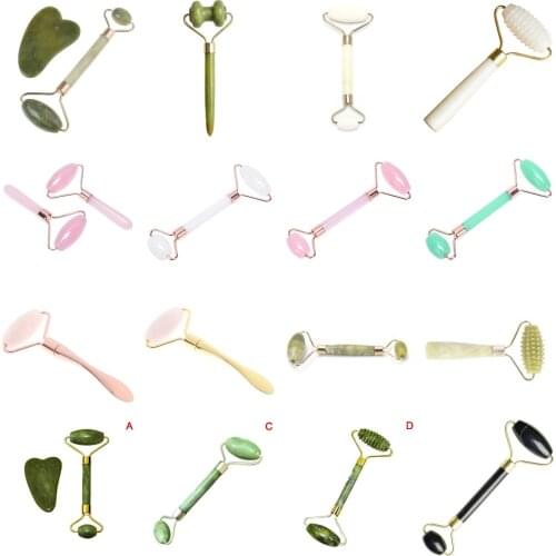 1Pcs/2PCS Natural Jade Guasha Double Head Facial Beauty Massage Tool Face Neck Skin Roller Massager Health Care Tools Hot