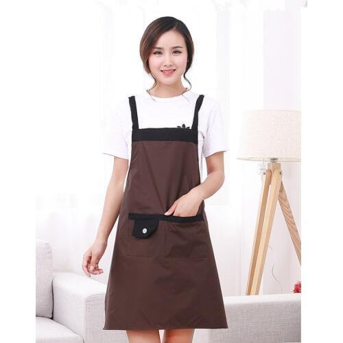 1PC Pure Cooking Kitchen Apron For Woman Chef Waiter Cafe Shop BBQ Hairdresser Waterproof Coated Aprons Bibs Wholesale ND 003