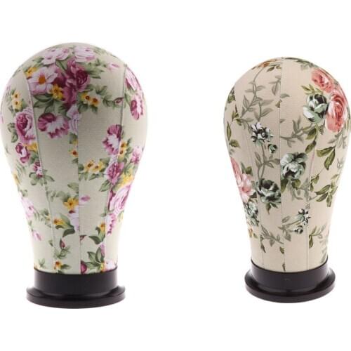 2pcs Professional Flower Mannequin Canvas Block Head Wig Toupee Display Style Wigs Drying Dye With Mount Hole 21''23