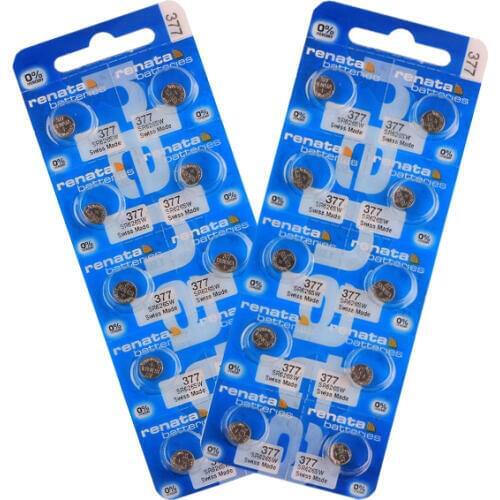 20pcs Renata 1.55V 377 SR626SW SR626 V377 AG4 Watch Battery Silver Oxide Button Cell Batteries Drop Shipping